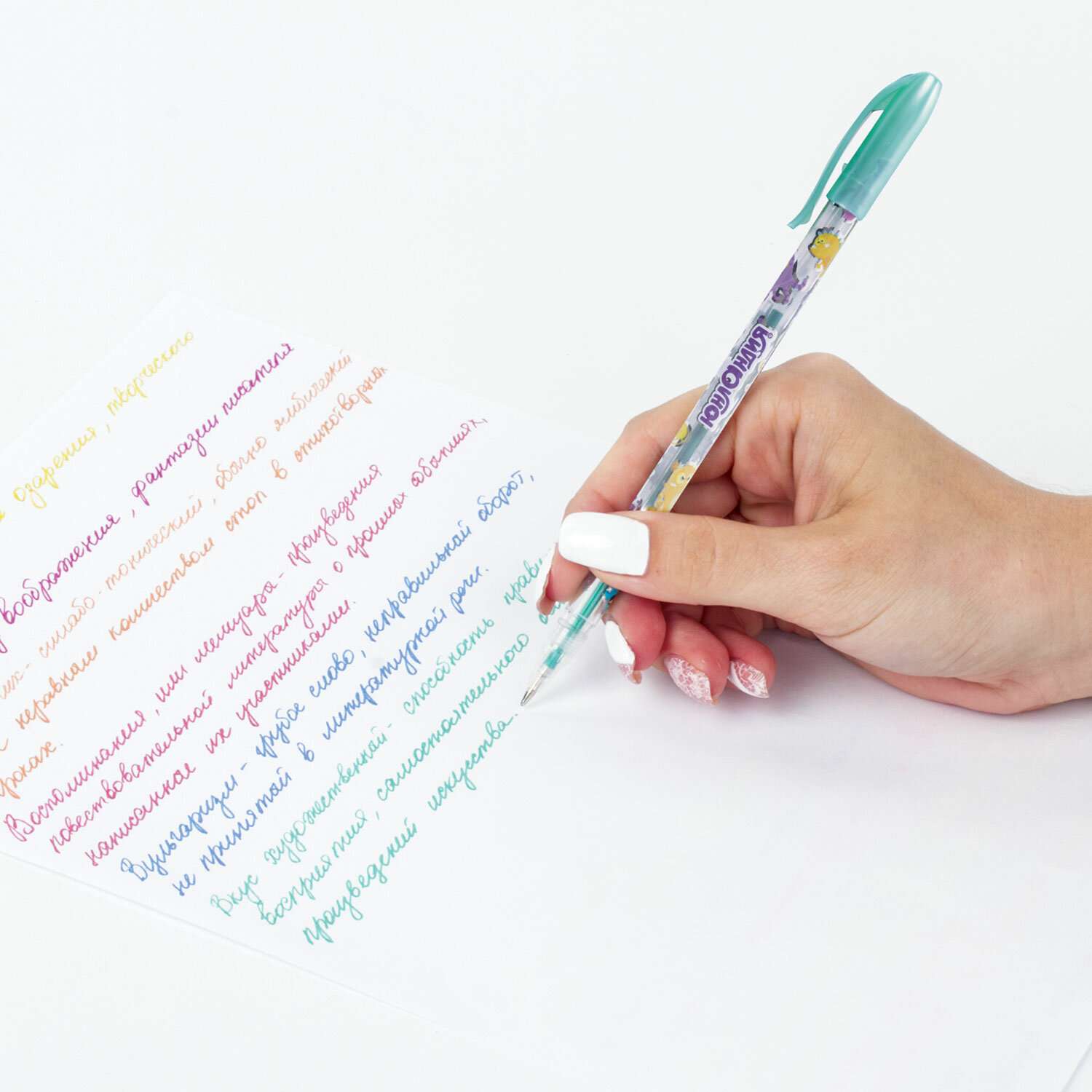 Ручки гелевые Юнландия цветные набор 6 штук для школы тонкие металлик - фото 2