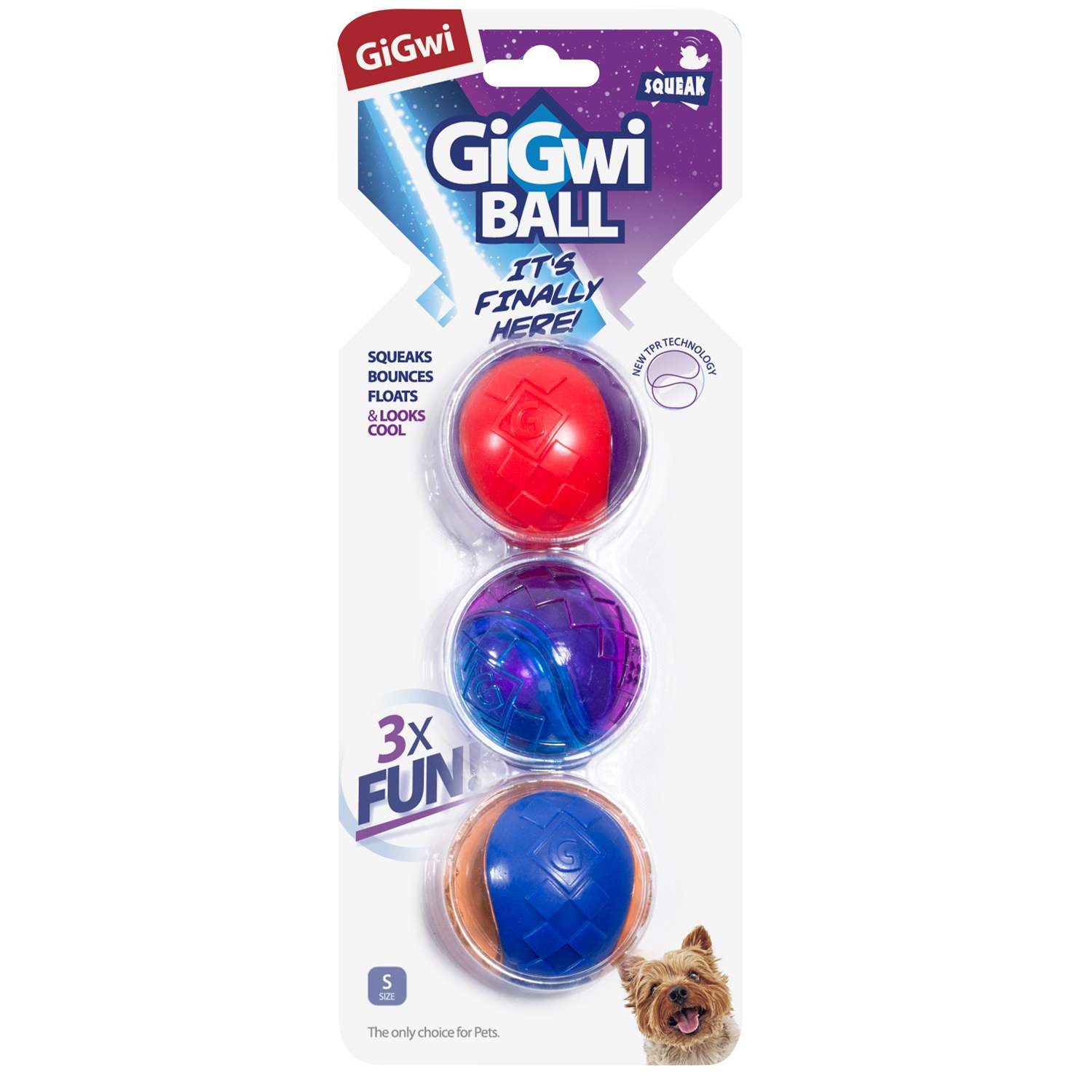 Игрушка для собак GiGwi Мяч с пищалкой 3шт 75326 - фото 1