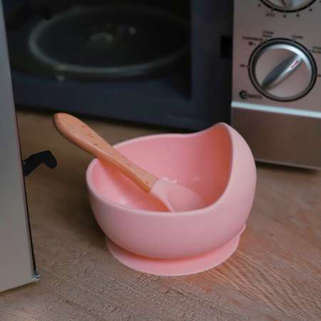 Набор посуды Baby Nice для детей силикон розовый