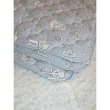 Стеганное одеяло серое-голубое Засыпашки утепленное детское 110х140 хлопок 100%
