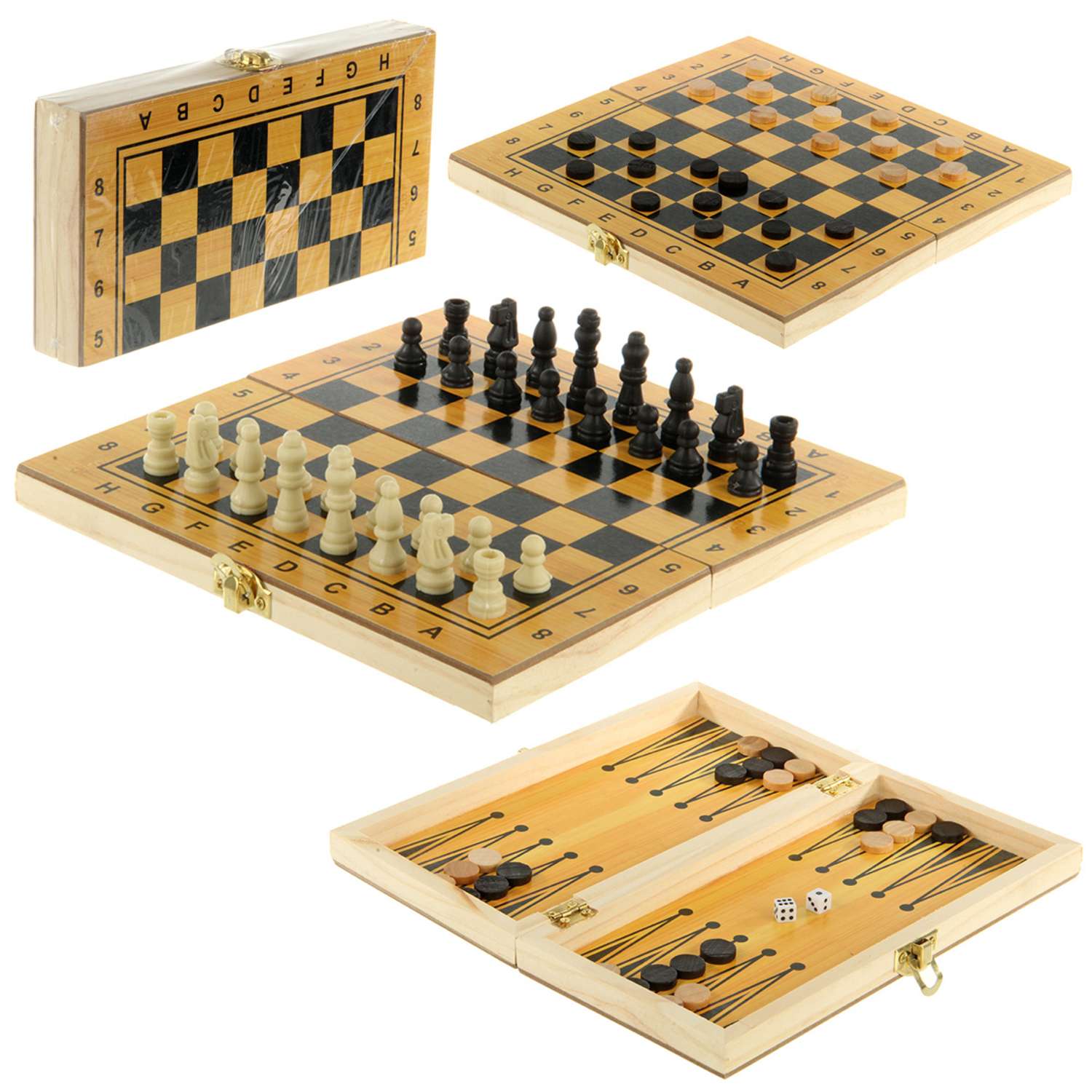 Настольная игра Veld Co 3в1 шашки шахматы нарды - фото 2