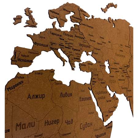Карта мира настенная Afi Design с гравировкой 150х80 см Countries Rus коричневая
