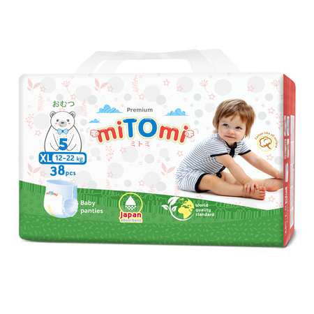 Подгузники-трусики miTOmi Premium XL 12-22 кг 38 шт