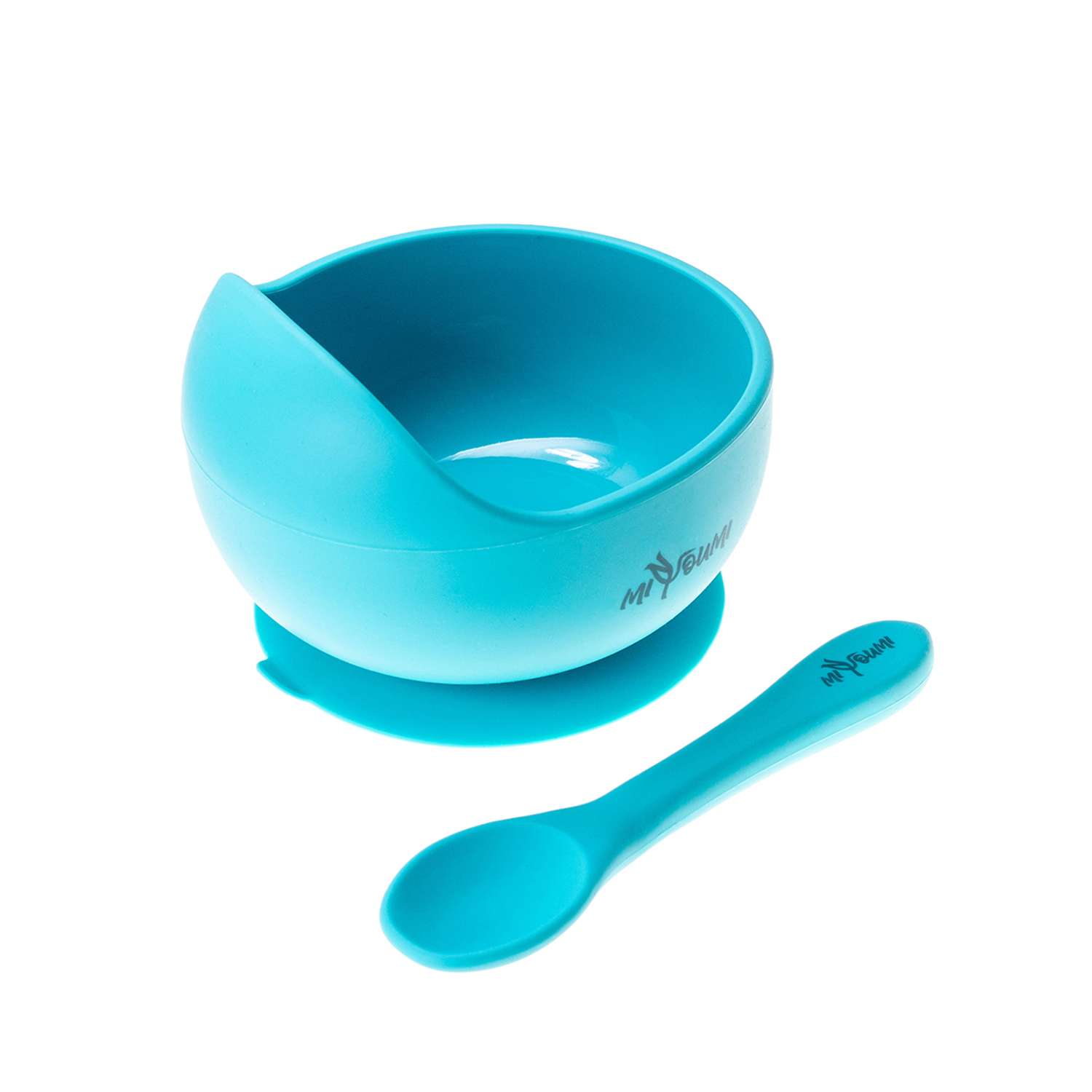 Набор для кормления Miyoumi Силиконовая тарелка на присоске + ложка - Turquoise - фото 1