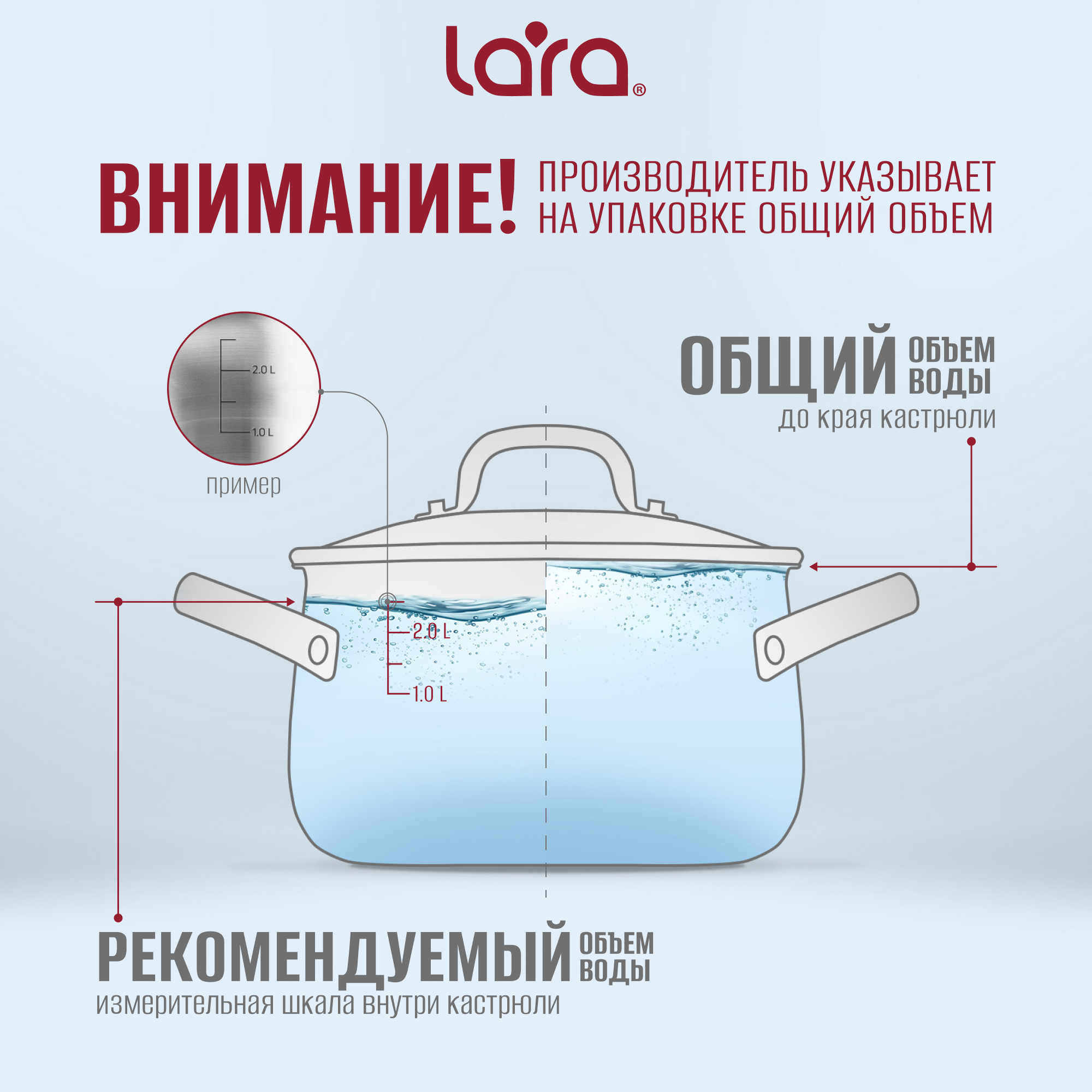 Кастрюля LARA LR02-123 серия Изумруд 3 предмета 2 л. 3.8 л. 6.4 л. - фото 10