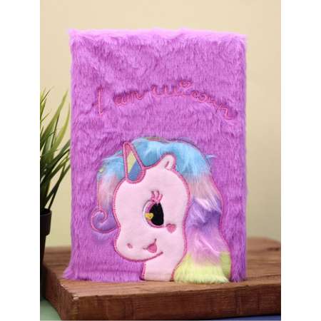 Блокнот плюшевый iLikeGift Unicorn heart purple