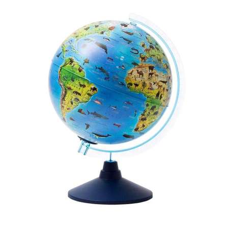 Глобус Globen Зоогеографический детский с подсветкой от батареек диаметром 25 см