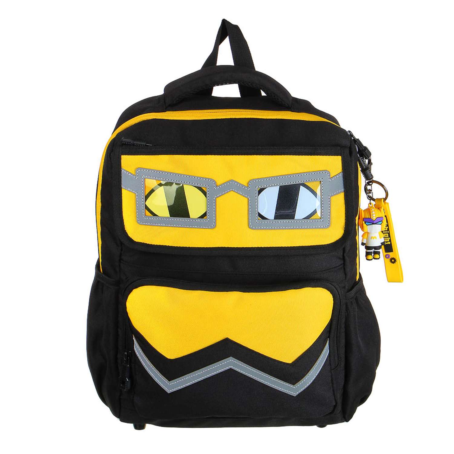 Рюкзак подростковый CLIPSTUDIO с аппликацией в форме лица черно-желтый - фото 1