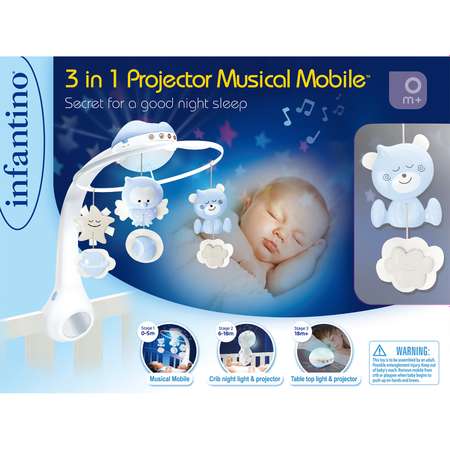 Мобиль-проектор INFANTINO 3 в 1 Музыкальный голубой