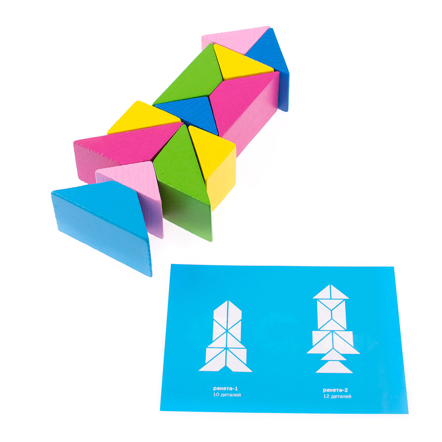 Конструктор деревянный детский Томик цветные треугольники 16 деталей 6677 - фото 10