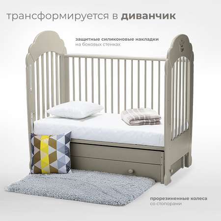 Детская кроватка Nuovita Parte Swing прямоугольная, поперечный маятник (серый)