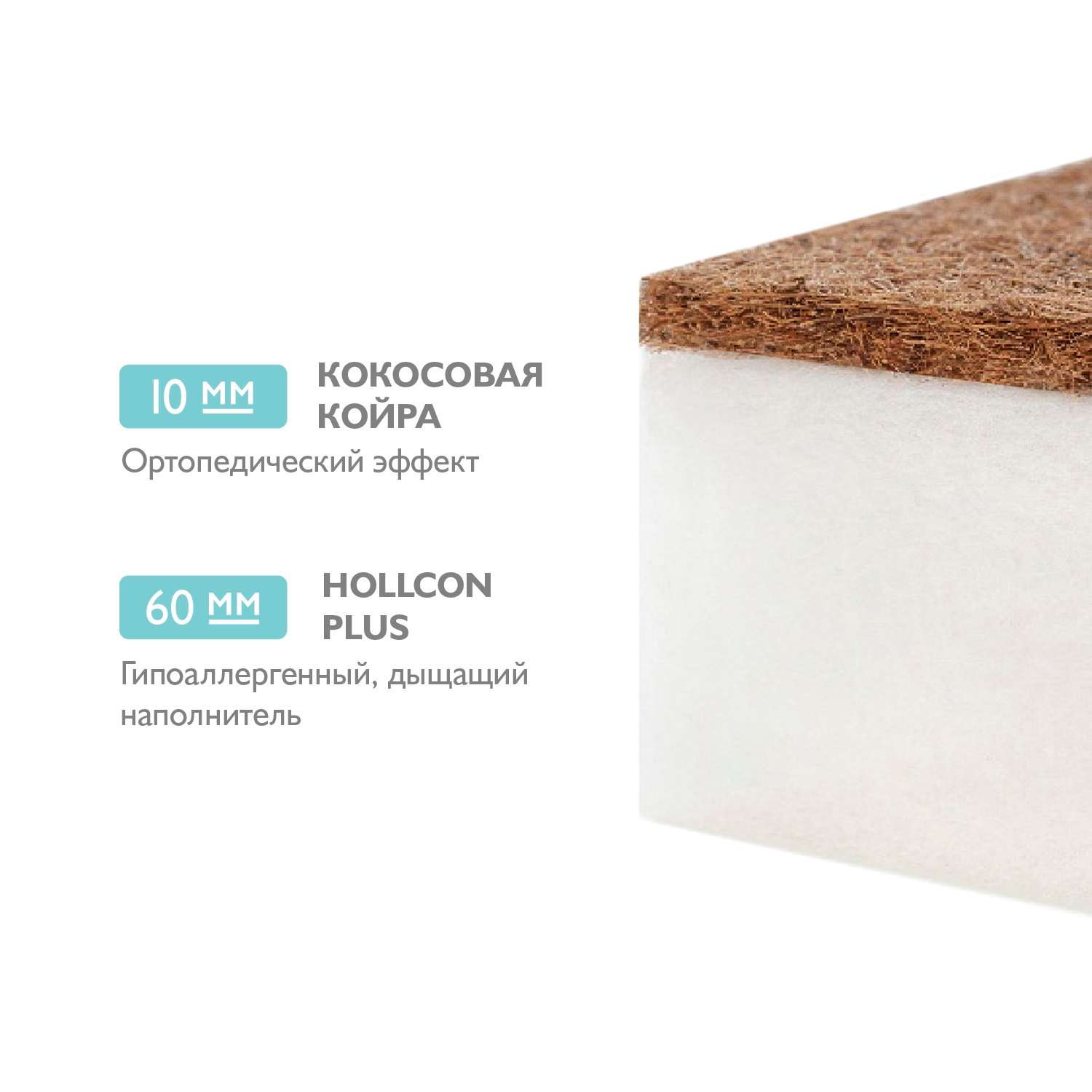 Матрац Babyton Юниор Simple Кокос 120*60см ЮСЛ-01/1 - фото 2