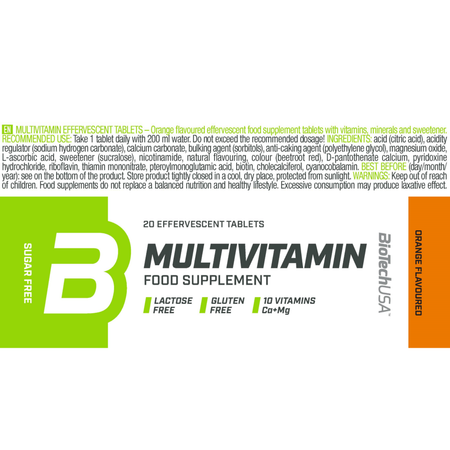 Мультивитаминный комплекс BiotechUSA Multivitamin Effervescent 20 т. Апельсин