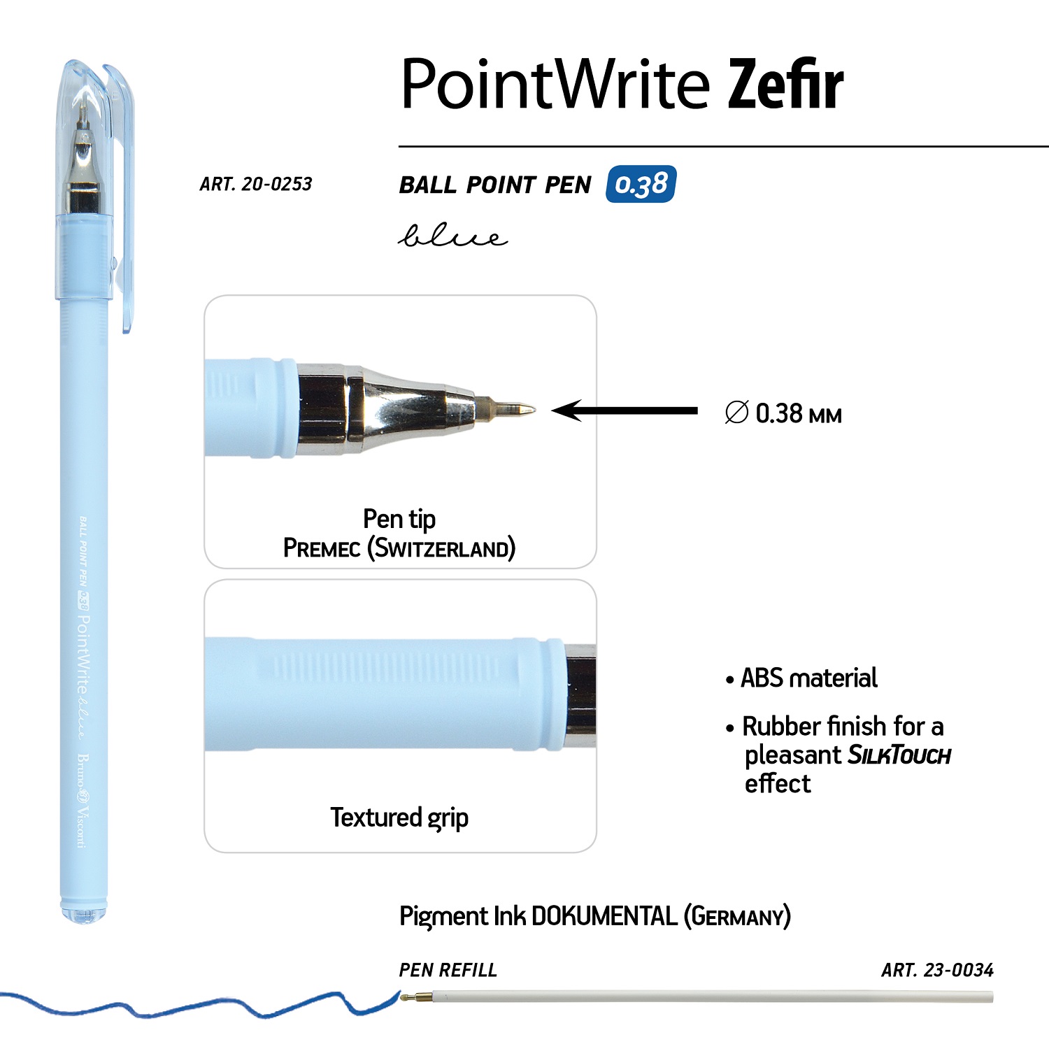 Набор из 5-ти шариковых ручек Bruno Visconti PointWrite Zefir синие - фото 5