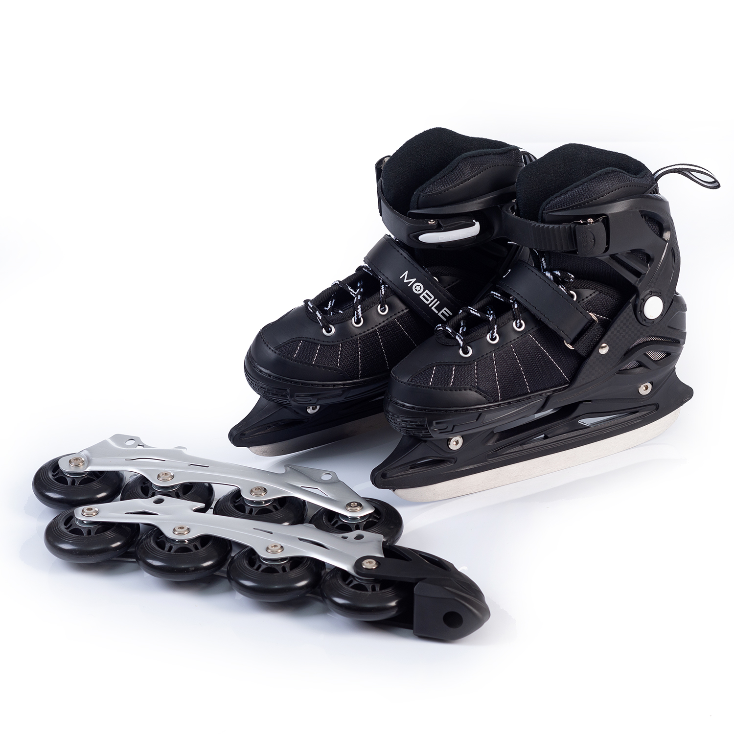 Коньки-ролики 2в1 Mobile Kid Uni Skate L black - фото 1