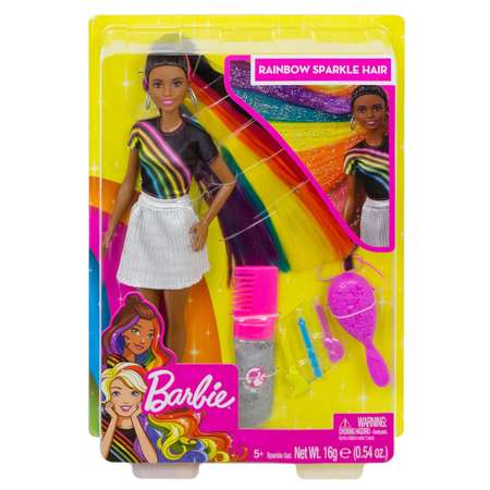 Кукла Barbie с радужной мерцающей прической FXN97