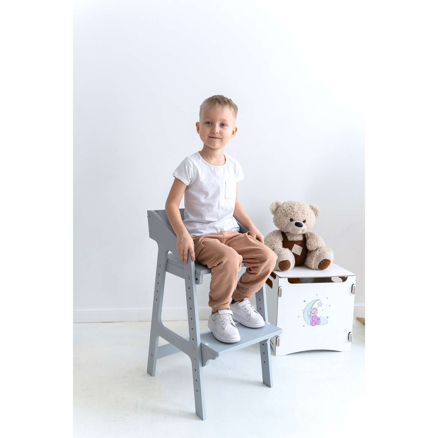 Растущий стул Коняша Для детей серый - фото 8