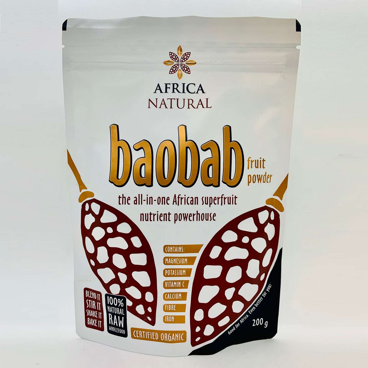 Порошок из плодов баобаба Africa Natural Натуральный витамин С 200 гр Органик - фото 1