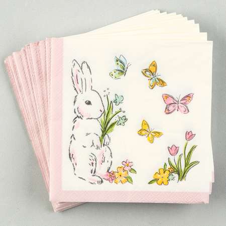 Салфетки Страна карнавалия бумажные «Кролик с бабочками» 25х25 см набор 20 шт.