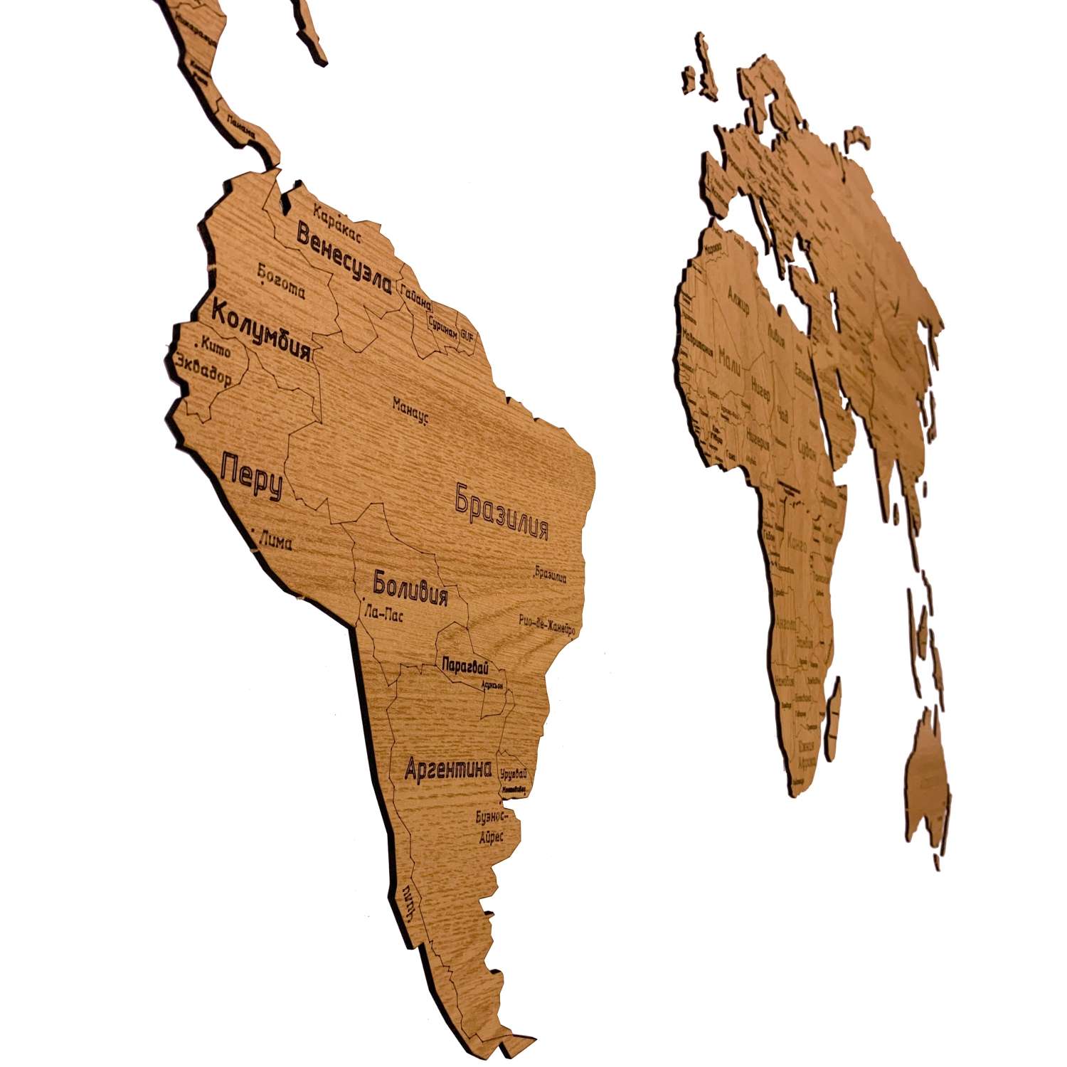 Карта мира на стену Afi Design деревянная 150х80 см Countries Rus дуб - фото 2