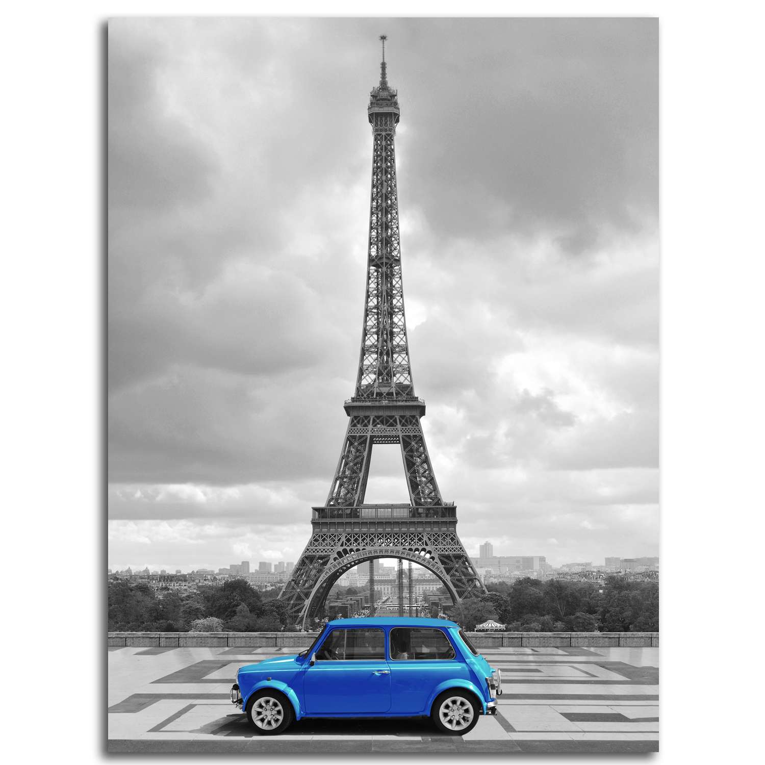 Картина на холсте LOFTime Эйфилева башня синяя машина 30*40 - фото 1