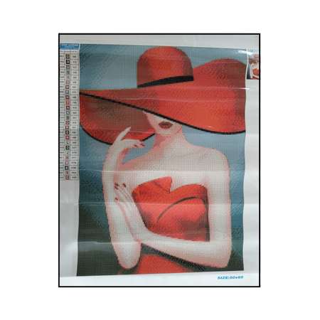 Алмазная мозаика Seichi Дама в красной шляпе 50х65 см
