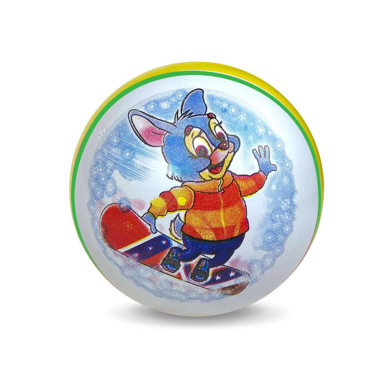Мяч ЧАПАЕВ Заяц на сноуборде зелёный 15см 44240 - фото 2