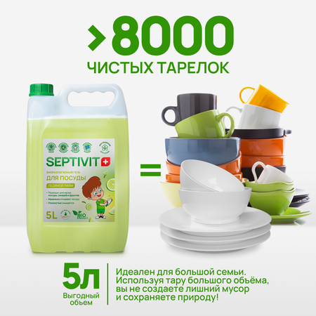 Средство для мытья посуды SEPTIVIT Premium Ледяной лайм 5 л