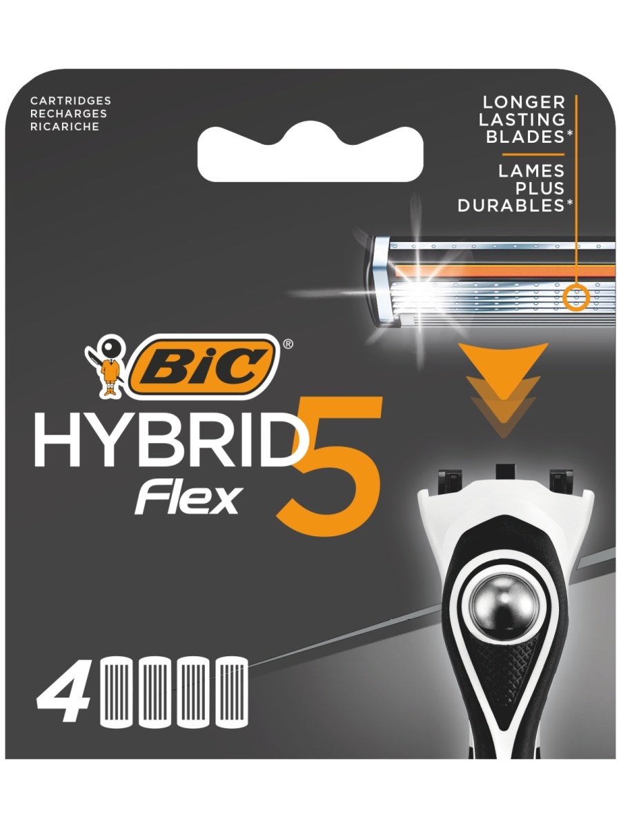 Сменные кассеты для бритвы BIC Hybrid 5 Flex 4 шт - фото 1