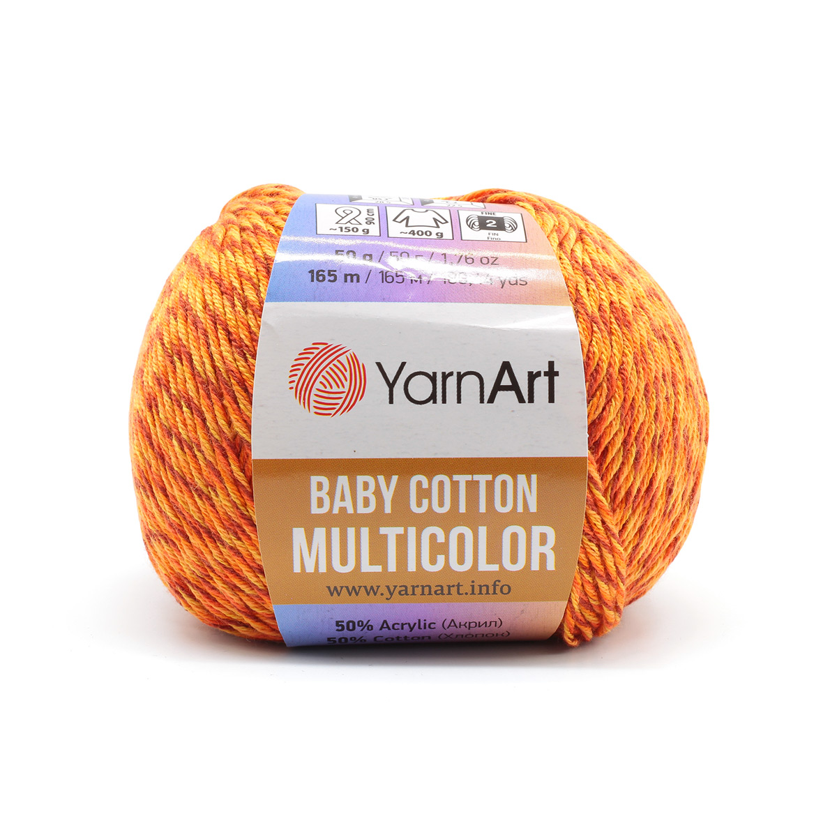 Пряжа для вязания YarnArt Baby cotton multicolor 50 гр 165 м хлопок акрил детская 10 мотков цвет 5208 - фото 6