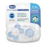 Пустышка CHICCO Physio Comfort 2шт 0-6мес силикон Blue рисунок собачка горошек