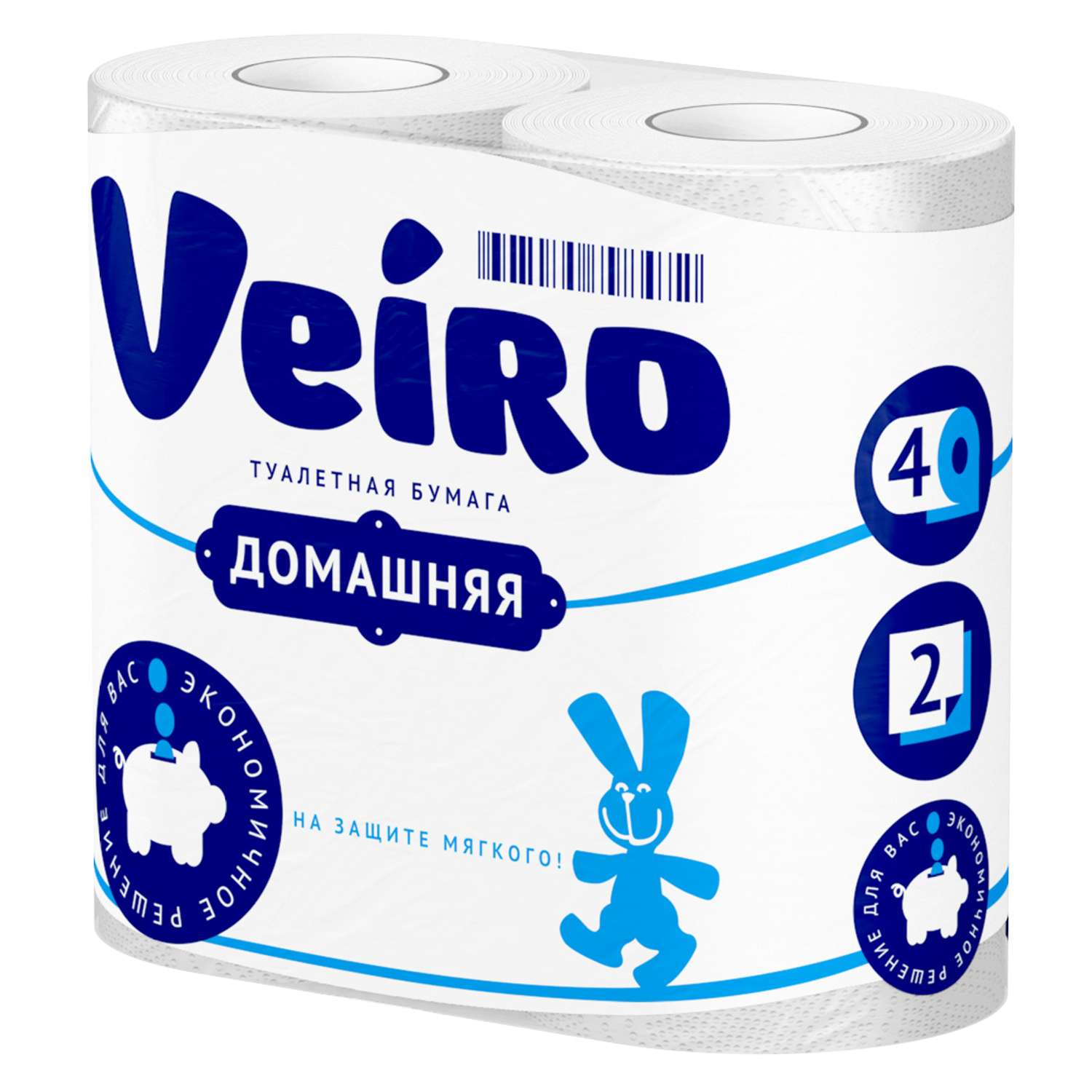 Туалетная бумага Veiro Домашняя 2 слоя/4 рулона Белая без аромата - фото 1