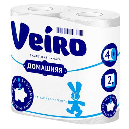 Туалетная бумага Veiro Домашняя 2 слоя/4 рулона Белая без аромата