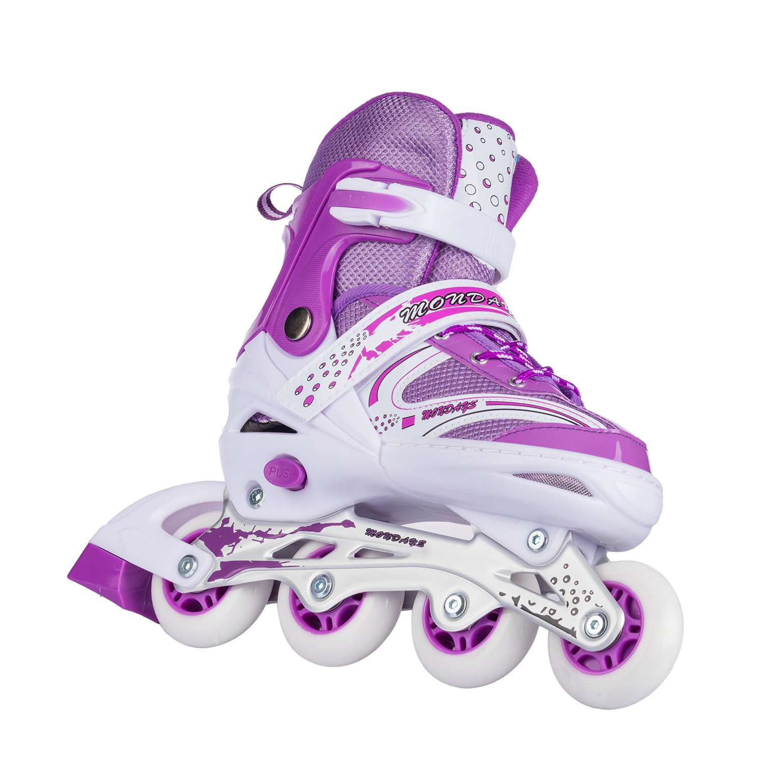 Роликовые коньки BABY STYLE фиолетовые раздвижные размер с 28 по 31S светящиеся колеса - фото 5