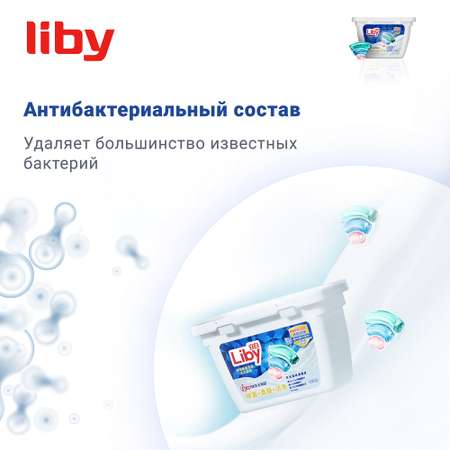 Капсулы для стирки Liby 3 в 1 antibacterial softener 18 шт