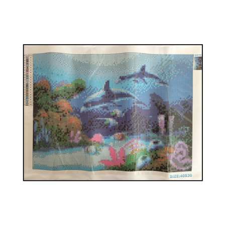 Алмазная мозаика Seichi Дельфины под водой 30х40 см