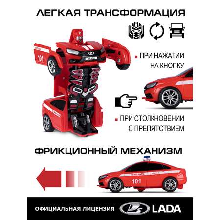 Машинка робот трансформер ДЖАМБО Lada Vesta фрикционная JB0404770