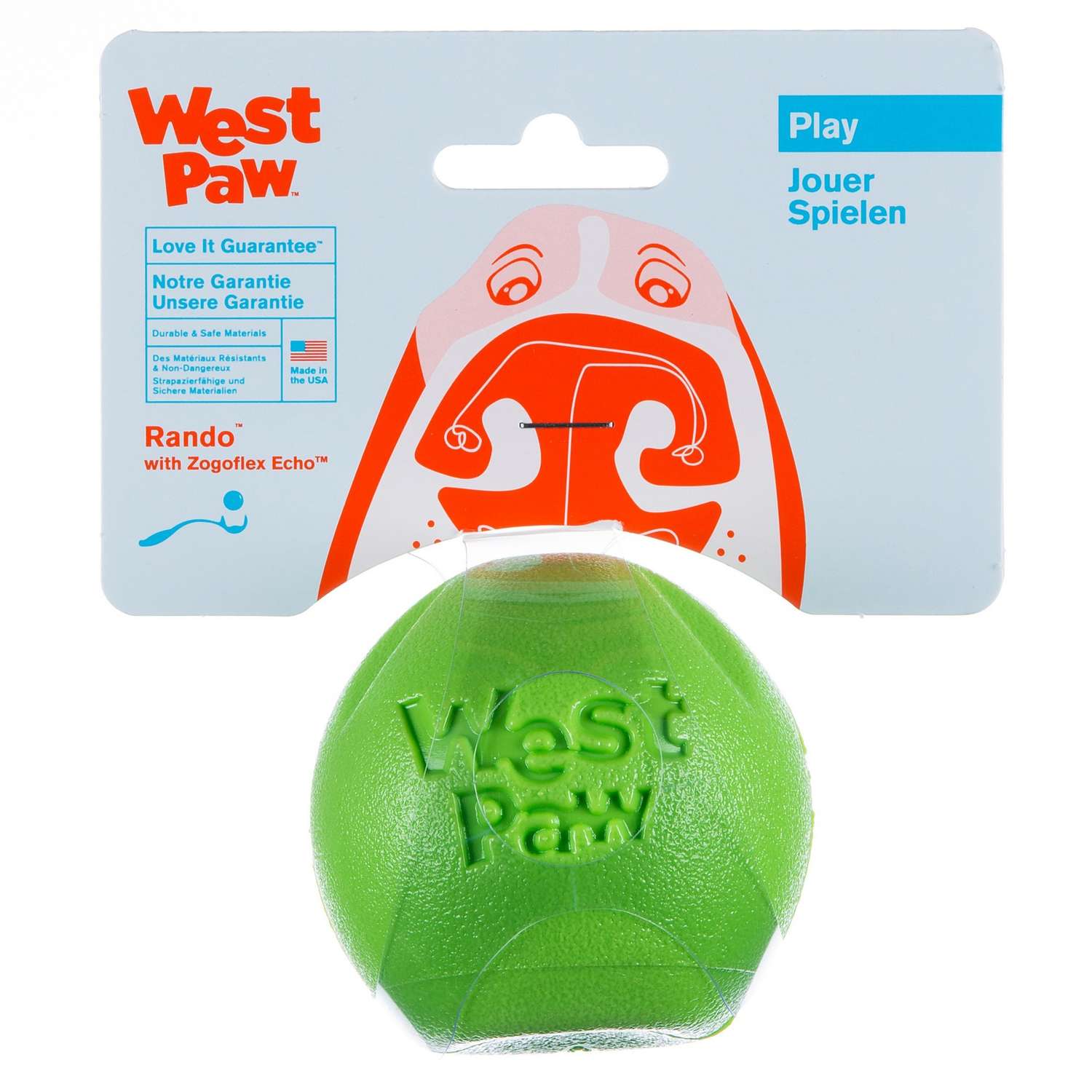 Игрушка для собак West Paw Zogoflex Rando Мячик Салатовый - фото 2