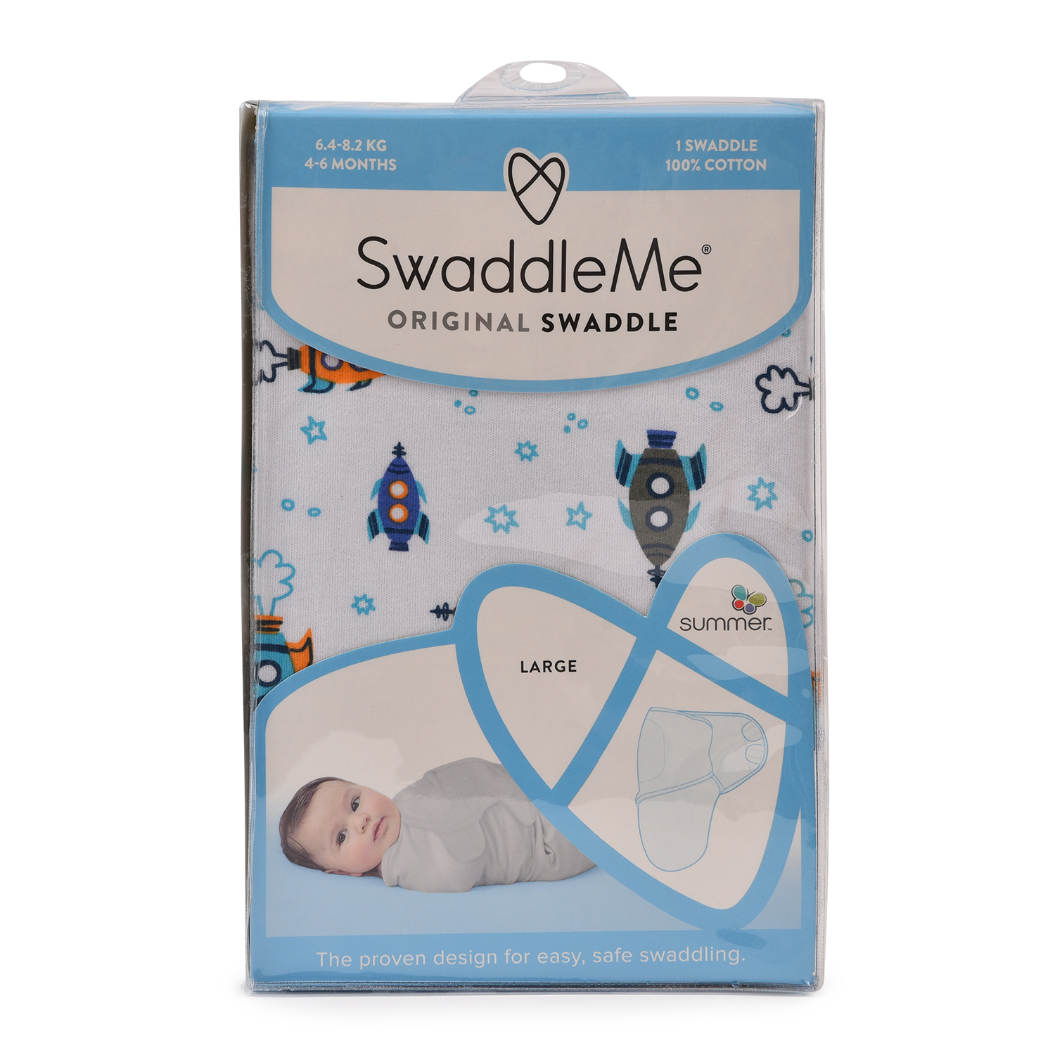 Конверт для пеленания Summer Infant SwaddleMe Ракеты на липучке L 54156 - фото 2