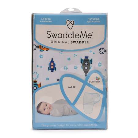 Конверт для пеленания Summer Infant SwaddleMe Ракеты на липучке L 54156