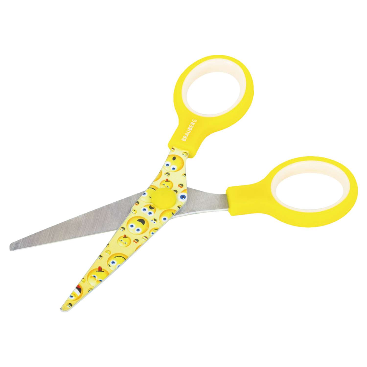 Ножницы Brauberg Kid Series 130мм с цветной печатью Смайлики желто-белые - фото 9