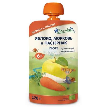 Пюре Fleur Alpine яблоко-морковь-пастернак 120г с 6месяцев