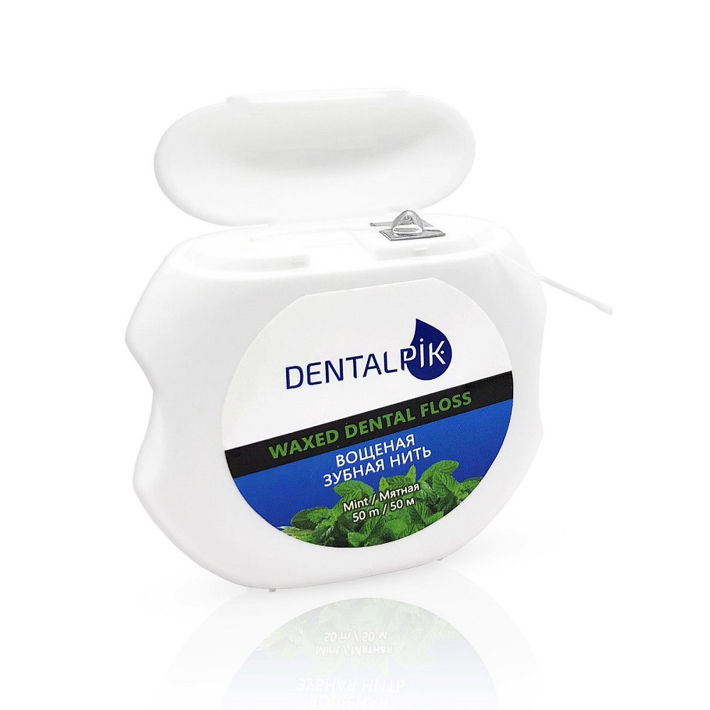 Зубная нить Dentalpik мятная Floss Mint Waxed вощеная 50 м - фото 3