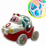 Машинка-погремушка BONDIBON Скорая Помощь с шаром бело-красного цвета серия Baby You