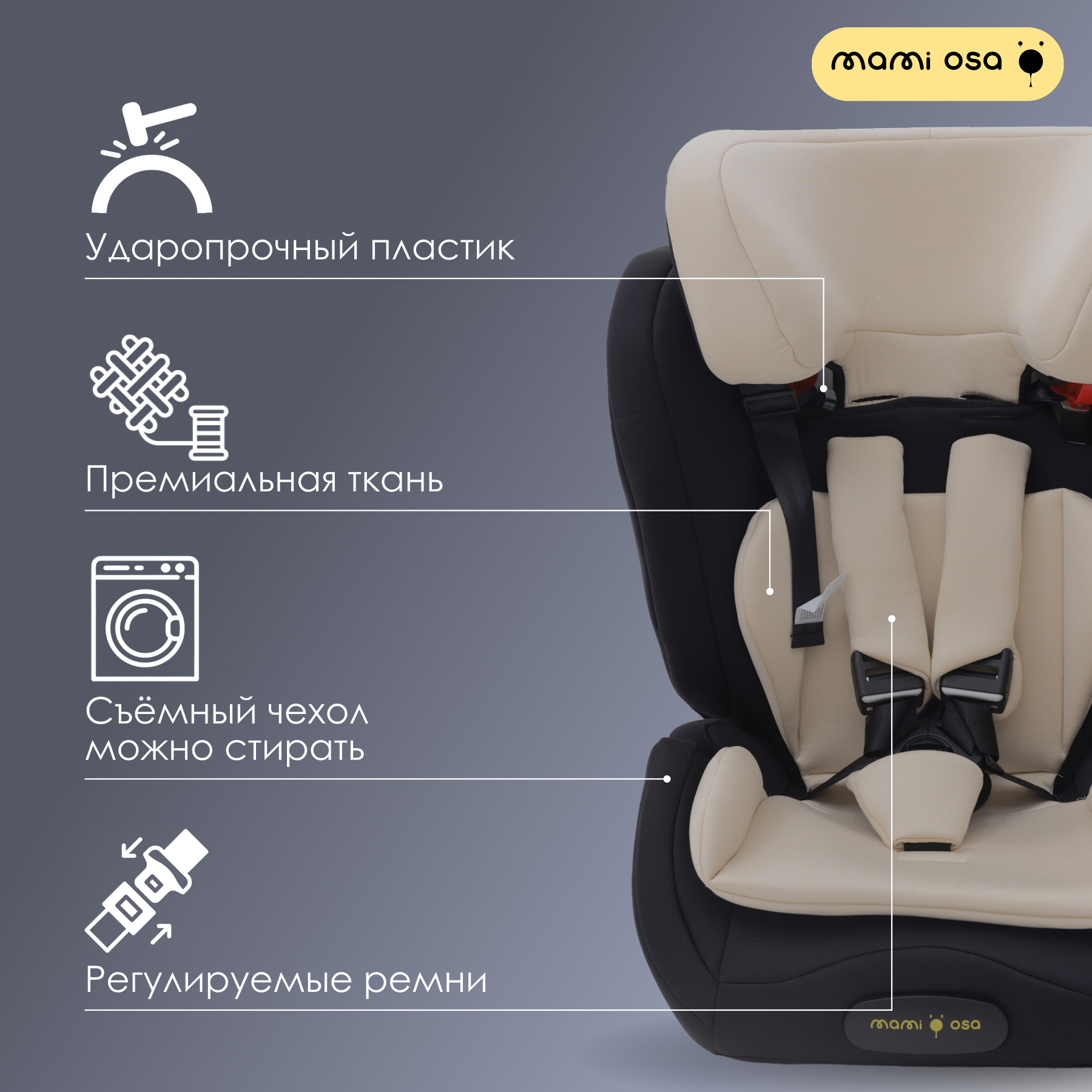 Автокресло Mamiosa Zaragoza Isofix 1/2/3 (9-36 кг) - фото 4