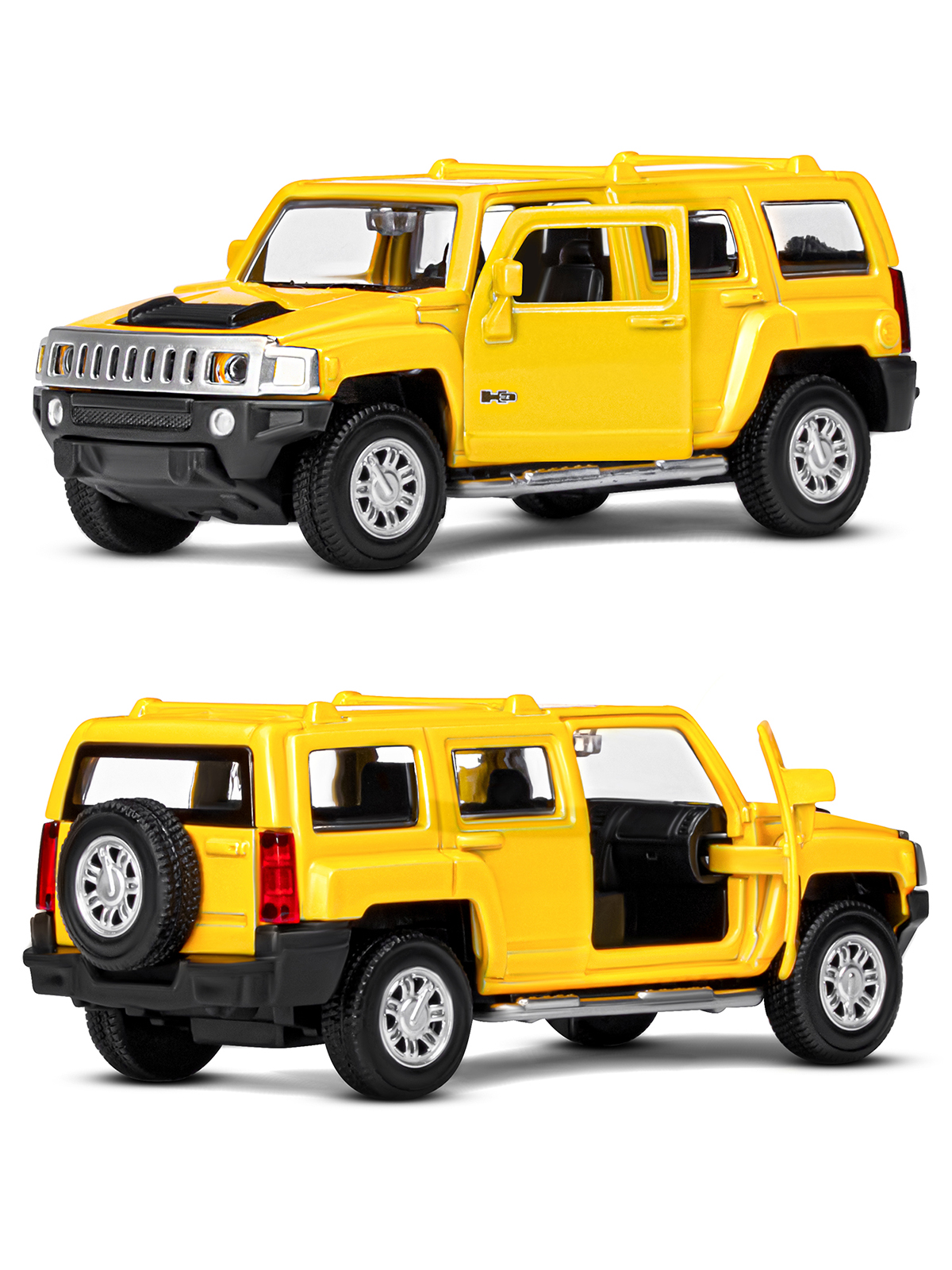 Внедорожник АВТОпанорама Hummer 1:43 инерционный желтый JB1251268 - фото 6