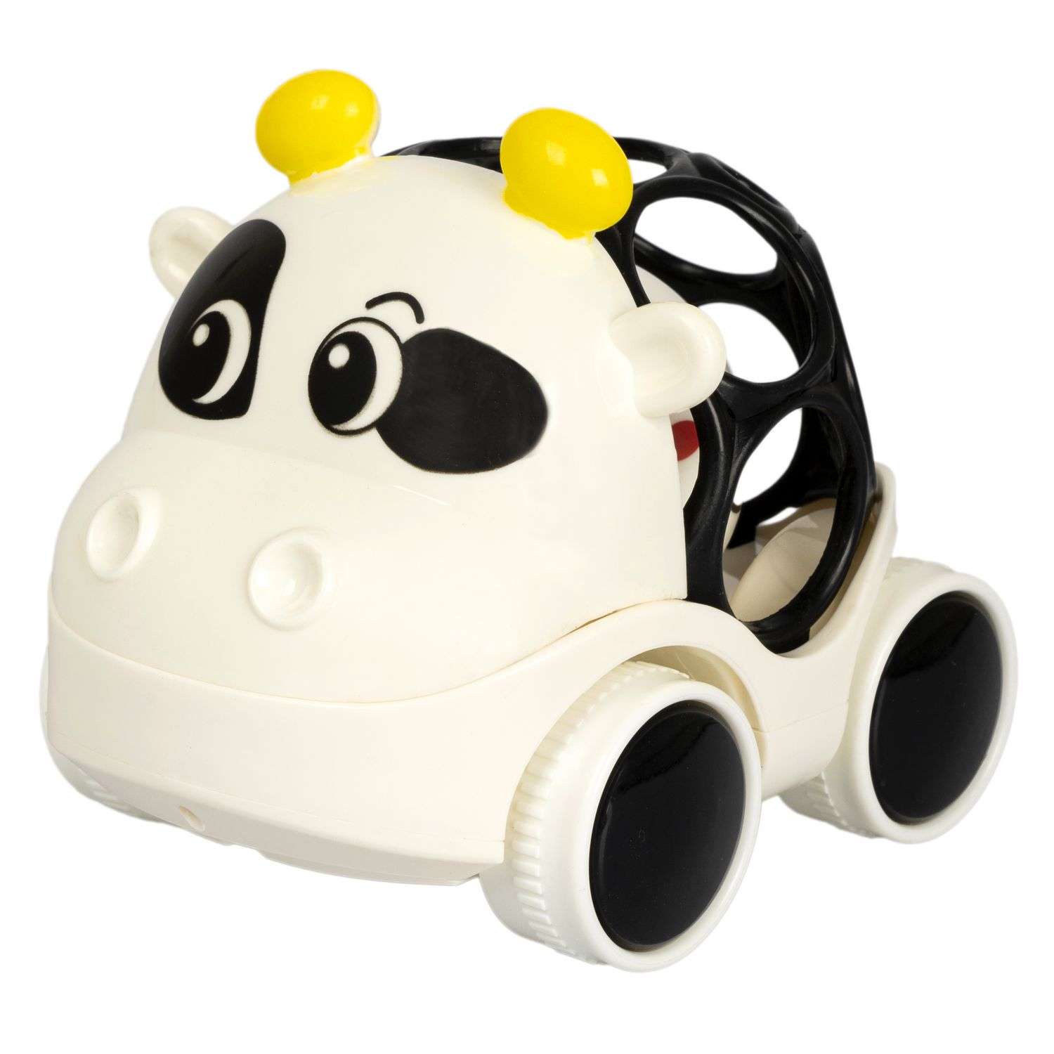 Машинка-погремушка BONDIBON Коровка чёрно-белого цвета с шаром серия Baby You - фото 3