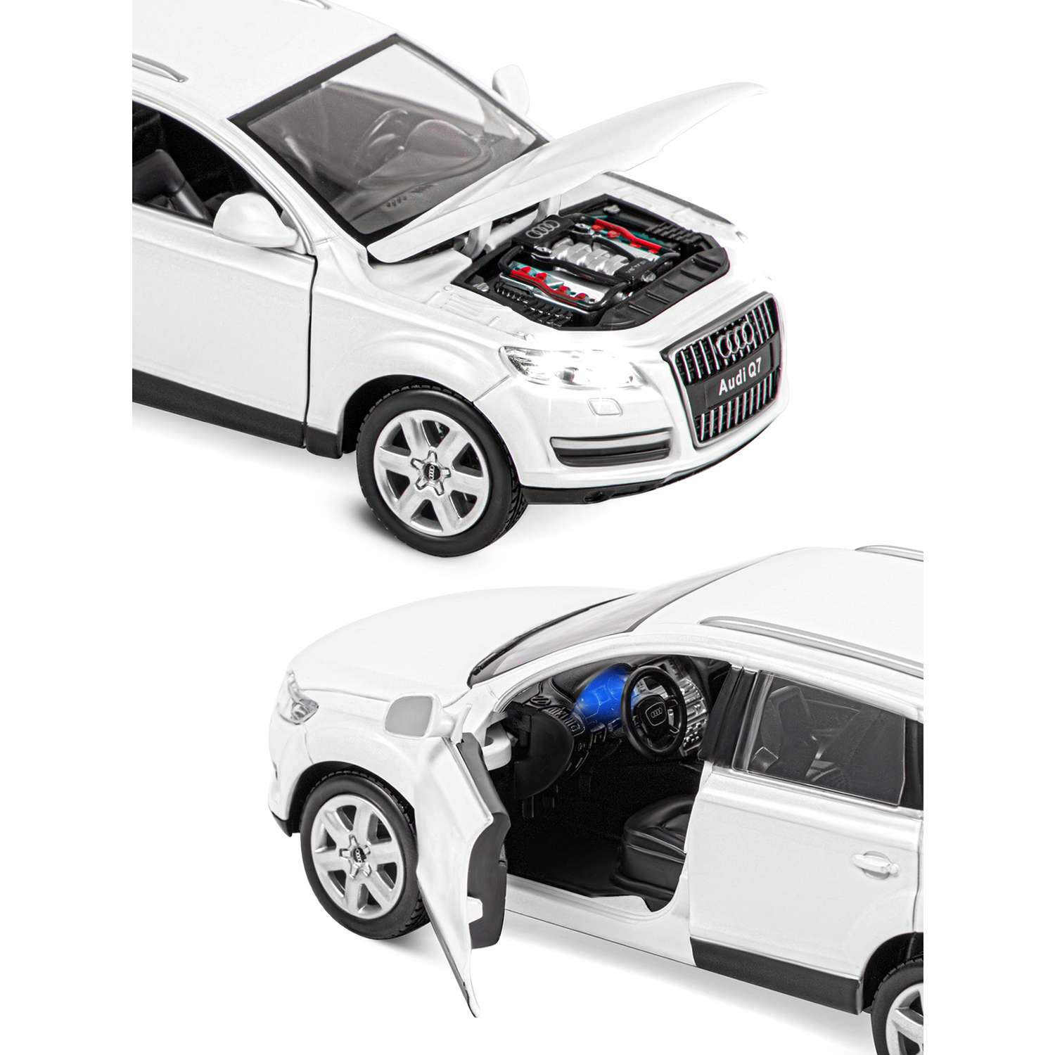 Машинка металлическая АВТОпанорама игрушка детская Audi Q7 1:24 белый JB1200118 - фото 8