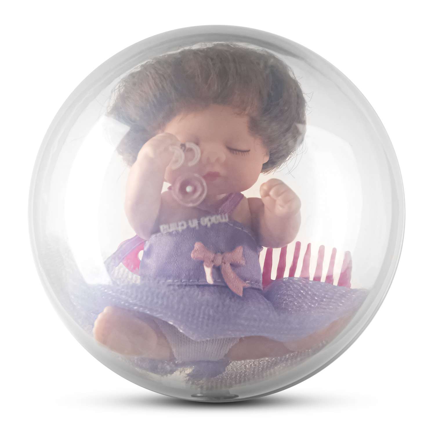 Кукла-младенец DollyToy с расчёской 11.5 см в шаре фиолетовый DOL0804-114//фиолетовый - фото 3