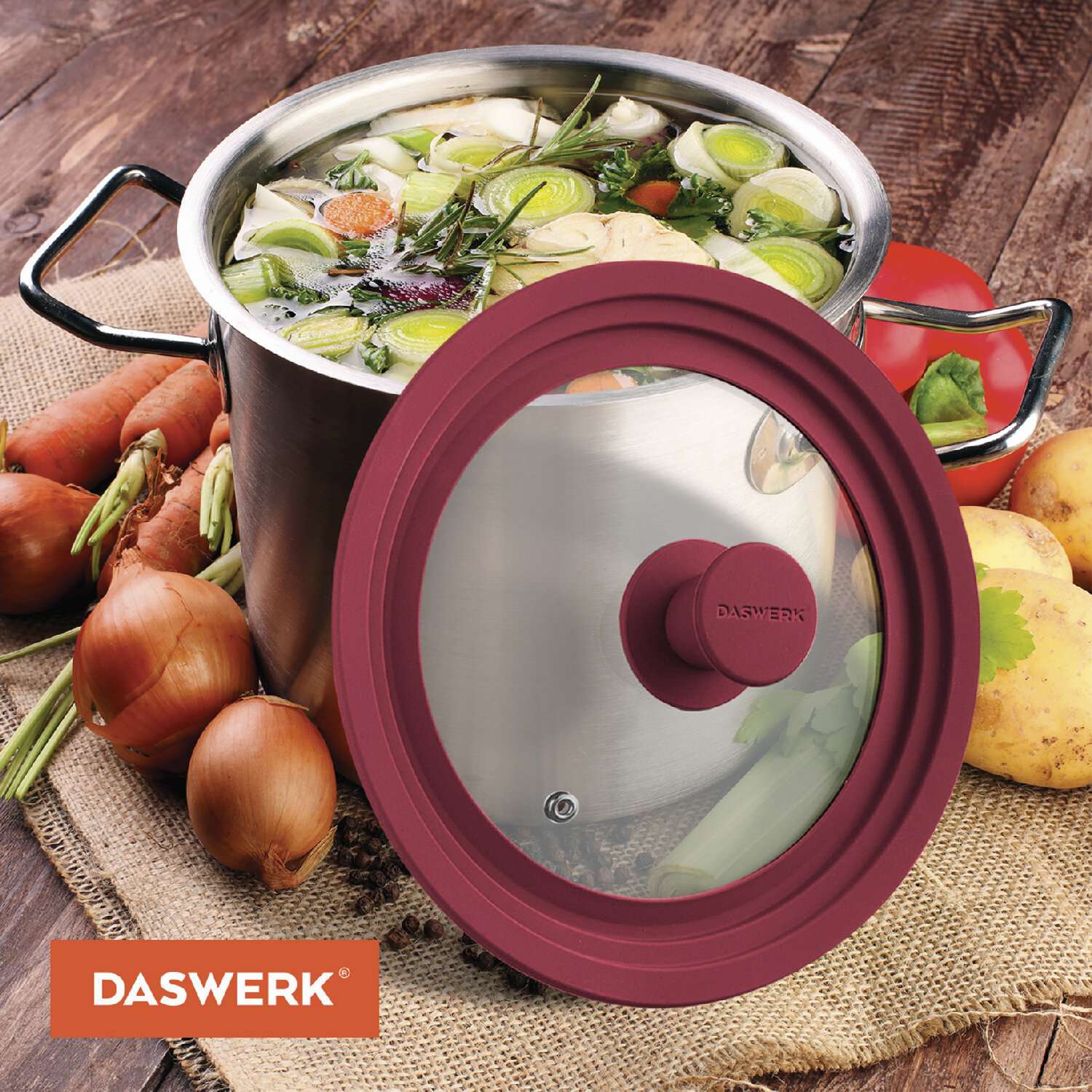 Крышка для сковороды DASWERK кастрюли посуды универсальная 3 размера 22-24-26см - фото 10